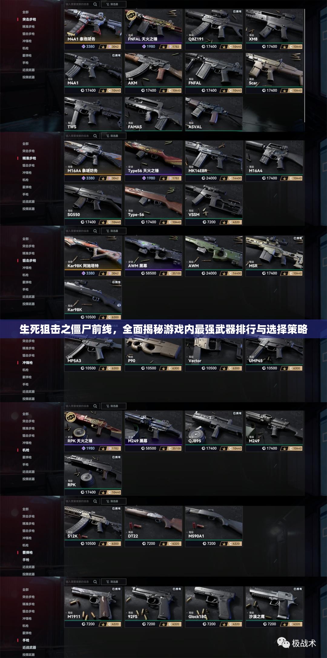 生死狙擊之僵尸前線，全面揭秘游戲內(nèi)最強武器排行與選擇策略