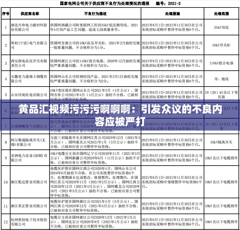 黃品匯視頻污污污啊啊啊：引發(fā)眾議的不良內(nèi)容應(yīng)被嚴(yán)打