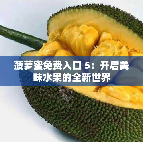菠蘿蜜免費(fèi)入口 5：開(kāi)啟美味水果的全新世界