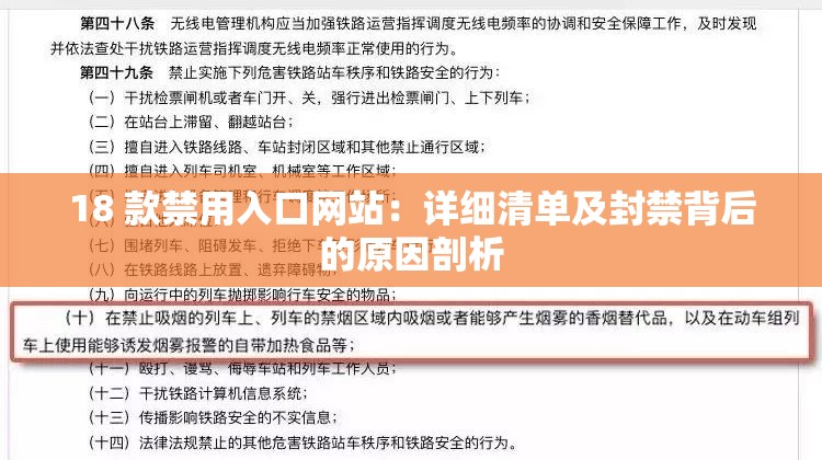 18 款禁用入口網(wǎng)站：詳細(xì)清單及封禁背后的原因剖析