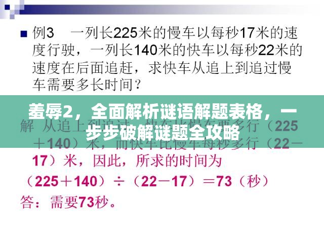 羞辱2，全面解析謎語解題表格，一步步破解謎題全攻略