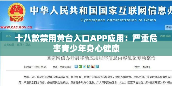 十八款禁用黃臺(tái)入口APP應(yīng)用：嚴(yán)重危害青少年身心健康