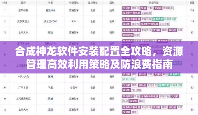 合成神龍軟件安裝配置全攻略，資源管理高效利用策略及防浪費指南