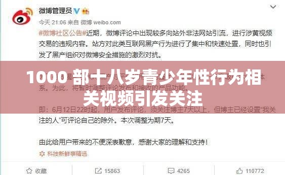 1000 部十八歲青少年性行為相關(guān)視頻引發(fā)關(guān)注