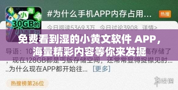 免費看到濕的小黃文軟件 APP，海量精彩內(nèi)容等你來發(fā)掘