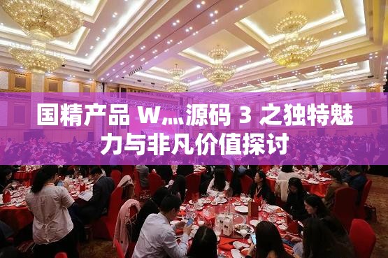 國精產(chǎn)品 W灬源碼 3 之獨特魅力與非凡價值探討