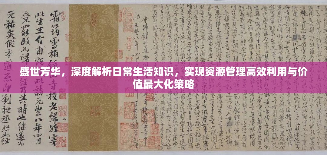 盛世芳華，深度解析日常生活知識(shí)，實(shí)現(xiàn)資源管理高效利用與價(jià)值最大化策略