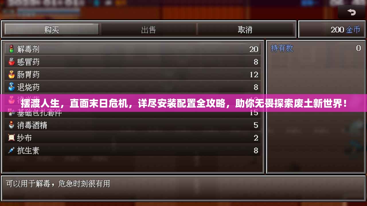 擺渡人生，直面末日危機(jī)，詳盡安裝配置全攻略，助你無(wú)畏探索廢土新世界！