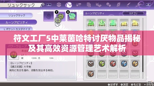 符文工廠5中萊茵哈特討厭物品揭秘及其高效資源管理藝術(shù)解析