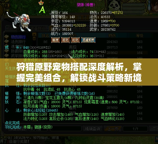 狩獵原野寵物搭配深度解析，掌握完美組合，解鎖戰(zhàn)斗策略新境界