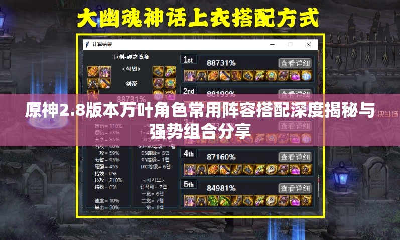 原神2.8版本萬葉角色常用陣容搭配深度揭秘與強勢組合分享