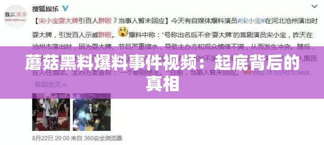 蘑菇黑料爆料事件視頻：起底背后的真相