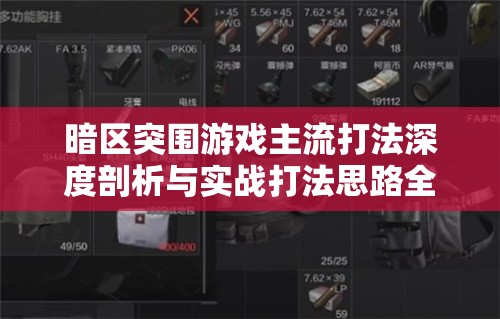 暗區(qū)突圍游戲主流打法深度剖析與實戰(zhàn)打法思路全面解析