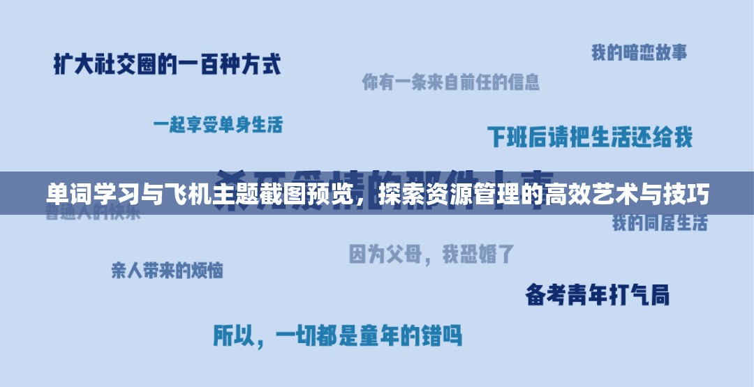 單詞學(xué)習(xí)與飛機主題截圖預(yù)覽，探索資源管理的高效藝術(shù)與技巧