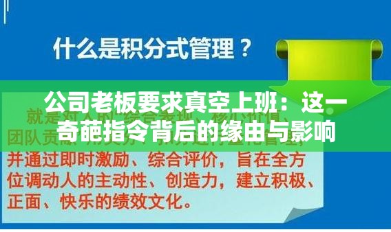公司老板要求真空上班：這一奇葩指令背后的緣由與影響