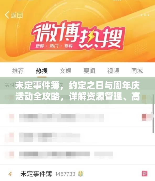 未定事件簿，約定之日與周年慶活動(dòng)全攻略，詳解資源管理、高效利用策略以避免浪費(fèi)