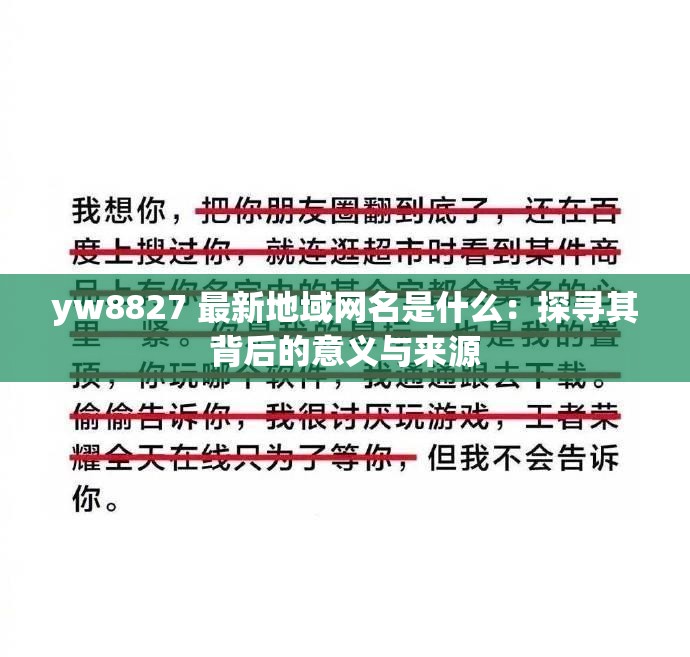 yw8827 最新地域網名是什么：探尋其背后的意義與來源