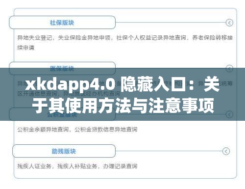 xkdapp4.0 隱藏入口：關(guān)于其使用方法與注意事項(xiàng)的探討