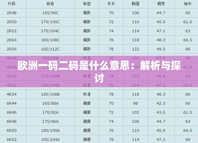 歐洲一碼二碼是什么意思：解析與探討