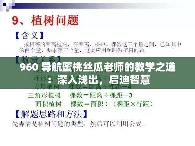 960 導(dǎo)航蜜桃絲瓜老師的教學(xué)之道：深入淺出，啟迪智慧