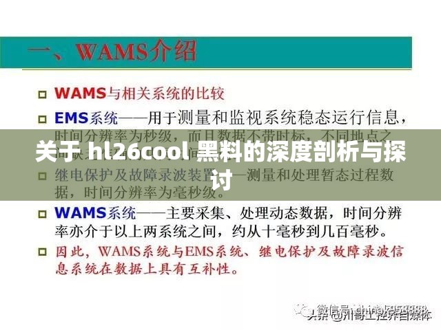 關(guān)于 hl26cool 黑料的深度剖析與探討