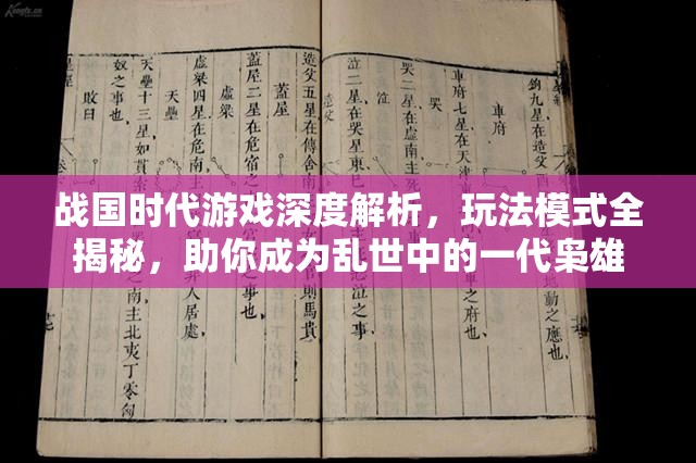 戰(zhàn)國時代游戲深度解析，玩法模式全揭秘，助你成為亂世中的一代梟雄