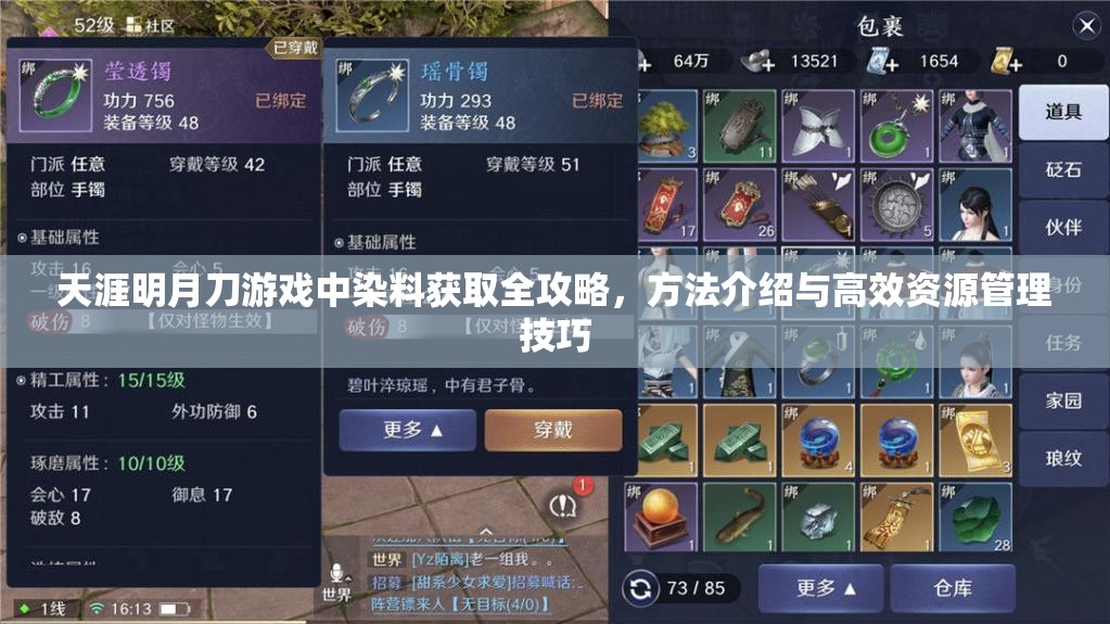 天涯明月刀游戲中染料獲取全攻略，方法介紹與高效資源管理技巧