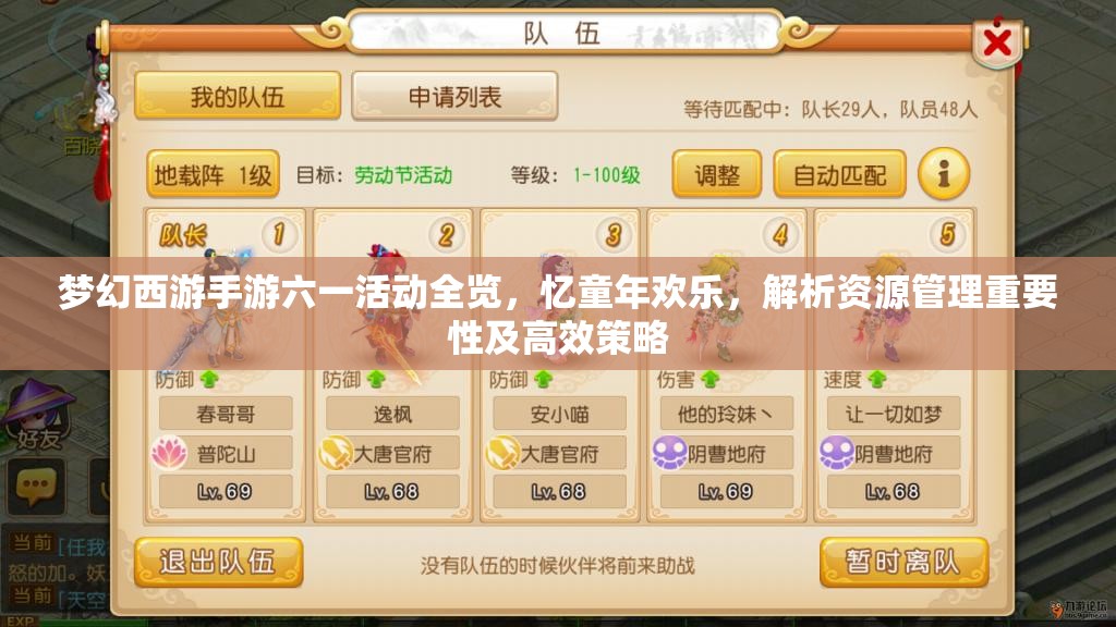 夢幻西游手游六一活動全覽，憶童年歡樂，解析資源管理重要性及高效策略