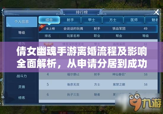 倩女幽魂手游離婚流程及影響全面解析，從申請分居到成功離婚步驟詳解