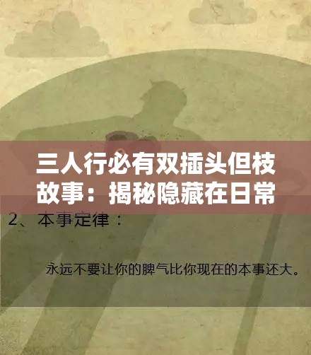 三人行必有雙插頭但枝故事：揭秘隱藏在日常生活中的智慧與啟示