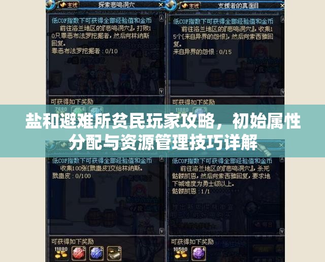 鹽和避難所貧民玩家攻略，初始屬性分配與資源管理技巧詳解