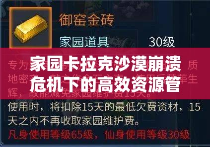 家園卡拉克沙漠崩潰危機(jī)下的高效資源管理策略與藝術(shù)探討