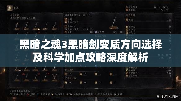 黑暗之魂3黑暗劍變質方向選擇及科學加點攻略深度解析