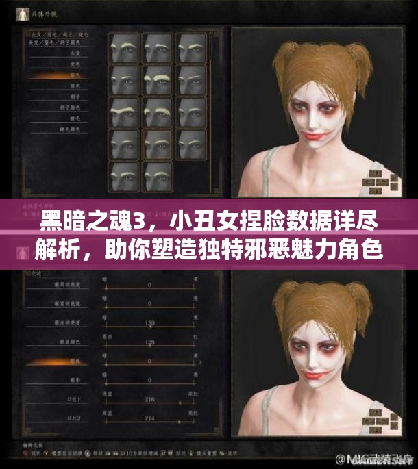 黑暗之魂3，小丑女捏臉數(shù)據(jù)詳盡解析，助你塑造獨(dú)特邪惡魅力角色