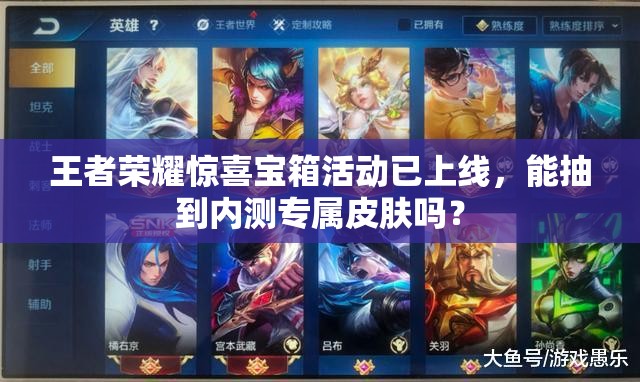 王者榮耀驚喜寶箱活動已上線，能抽到內(nèi)測專屬皮膚嗎？
