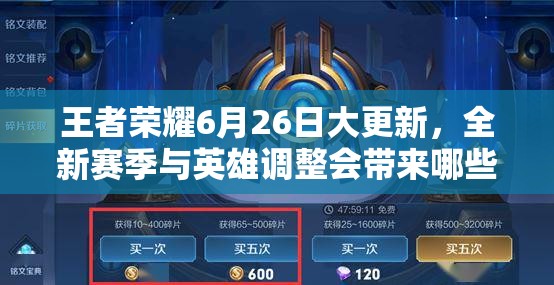 王者榮耀6月26日大更新，全新賽季與英雄調(diào)整會帶來哪些驚喜變化？