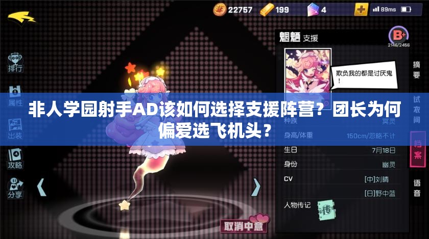 非人學(xué)園射手AD該如何選擇支援陣營(yíng)？團(tuán)長(zhǎng)為何偏愛(ài)選飛機(jī)頭？