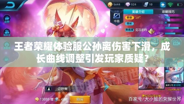 王者榮耀體驗(yàn)服公孫離傷害下滑，成長曲線調(diào)整引發(fā)玩家質(zhì)疑？