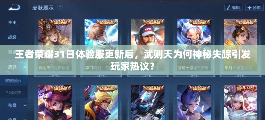 王者榮耀31日體驗服更新后，武則天為何神秘失蹤引發(fā)玩家熱議？
