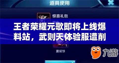 王者榮耀元歌即將上線爆料站，武則天體驗服遭削弱引懸念？