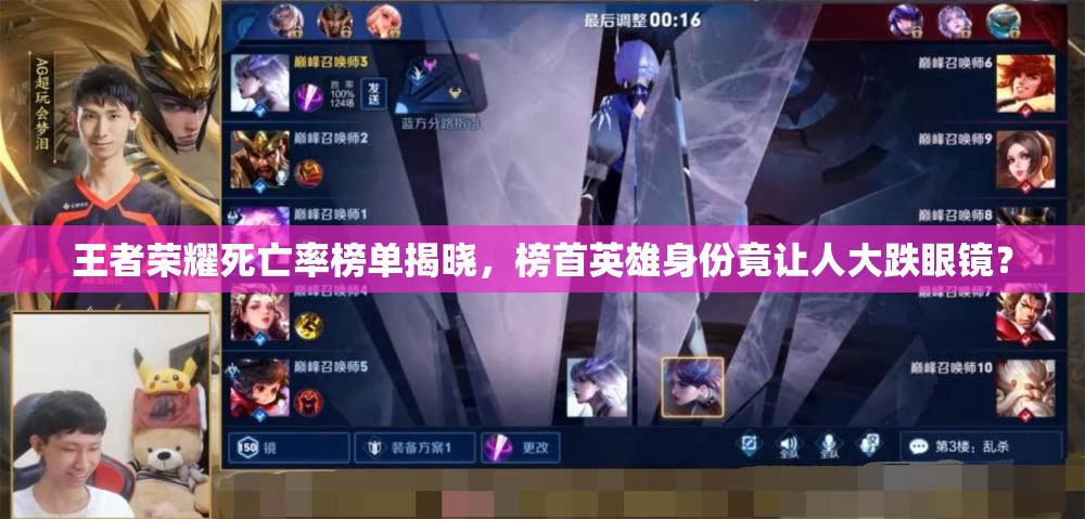 王者榮耀死亡率榜單揭曉，榜首英雄身份竟讓人大跌眼鏡？