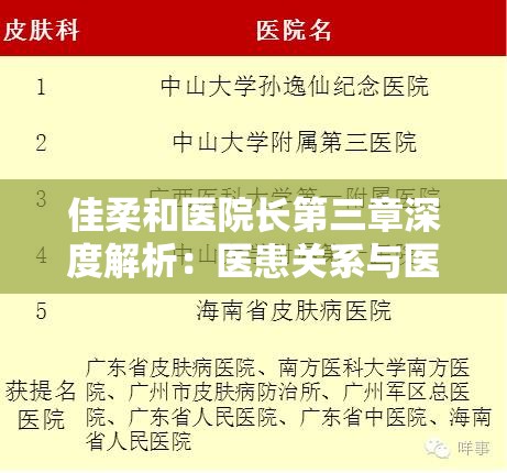 佳柔和醫(yī)院長(zhǎng)第三章深度解析：醫(yī)患關(guān)系與醫(yī)院管理的核心挑戰(zhàn)與解決方案