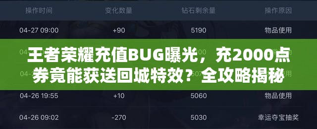 王者榮耀充值BUG曝光，充2000點(diǎn)券竟能獲送回城特效？全攻略揭秘！