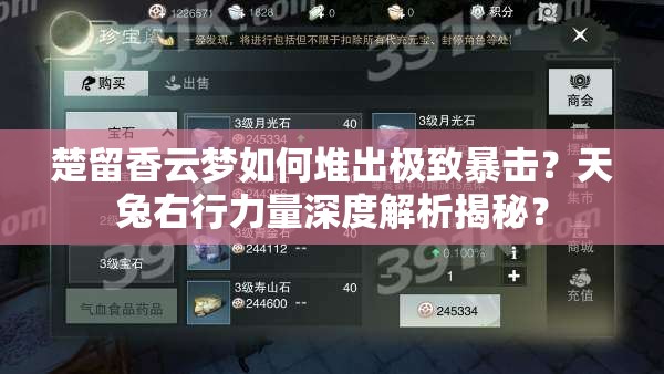 楚留香云夢如何堆出極致暴擊？天兔右行力量深度解析揭秘？