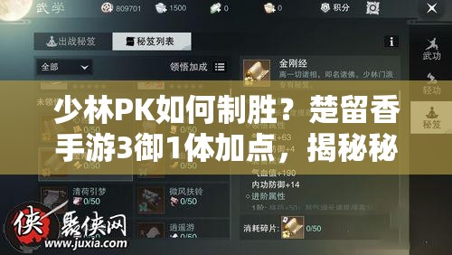 少林PK如何制勝？楚留香手游3御1體加點(diǎn)，揭秘秘籍與技能快速恢復(fù)！