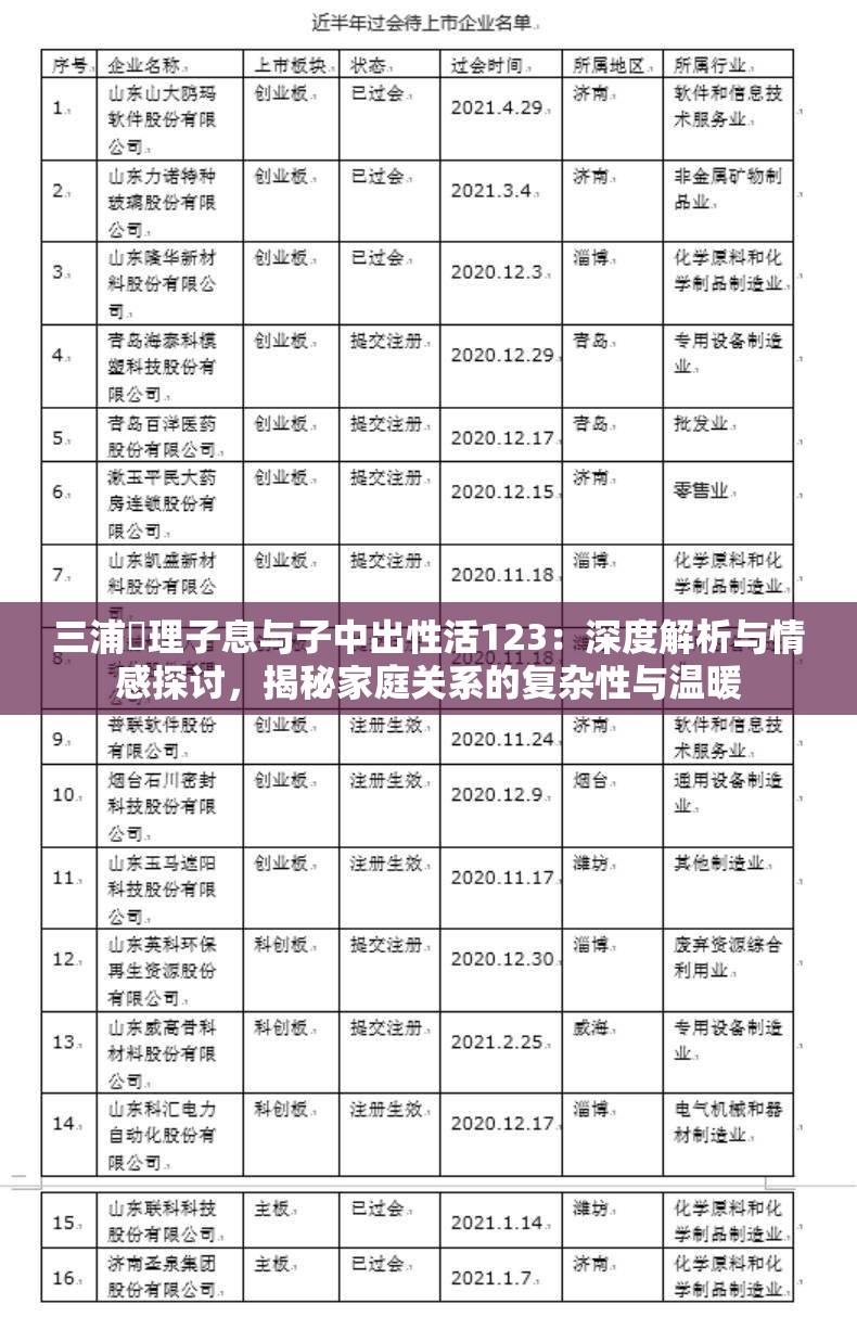 三浦恵理子息與子中出性活123：深度解析與情感探討，揭秘家庭關(guān)系的復雜性與溫暖
