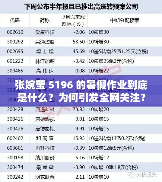 張婉瑩 5196 的暑假作業(yè)到底是什么？為何引發(fā)全網(wǎng)關(guān)注？