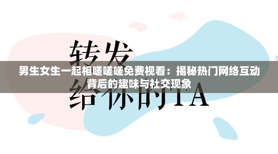 男生女生一起相嗟嗟嗟免費視看：揭秘?zé)衢T網(wǎng)絡(luò)互動背后的趣味與社交現(xiàn)象
