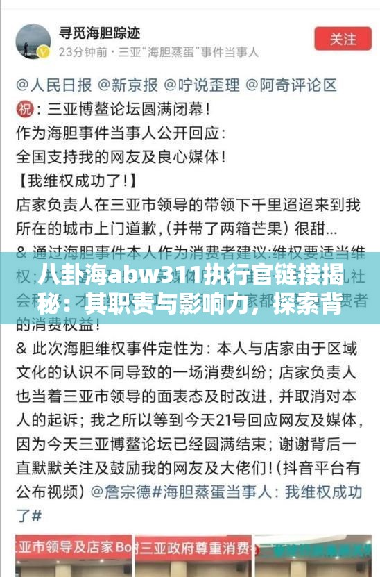 八卦海abw311執(zhí)行官鏈接揭秘：其職責(zé)與影響力，探索背后的故事與真相
