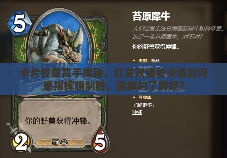卡片怪獸高手揭秘，紅黃雙貓騎卡組如何靠指揮旗制勝，你真的了解嗎？